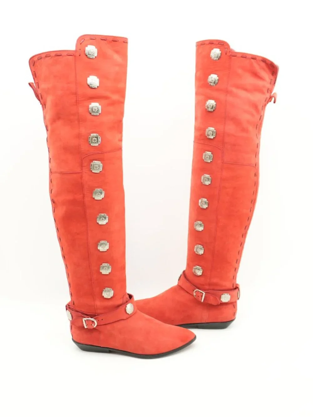 Concho Boots Tall Cowboy Vintage Southwestern OTK Red Western Boots Size 6.5